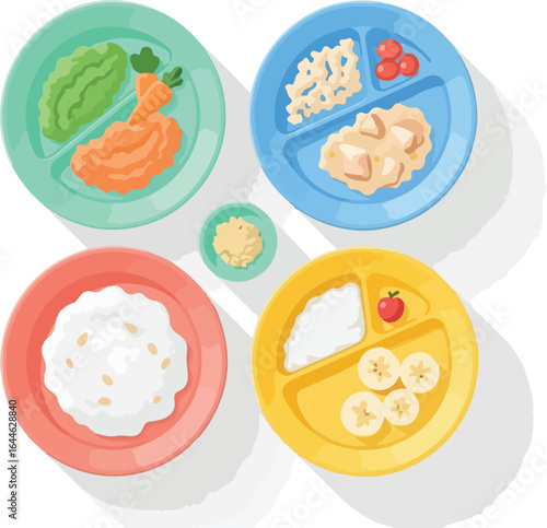 Baby Food Portions on Divided Plates.
