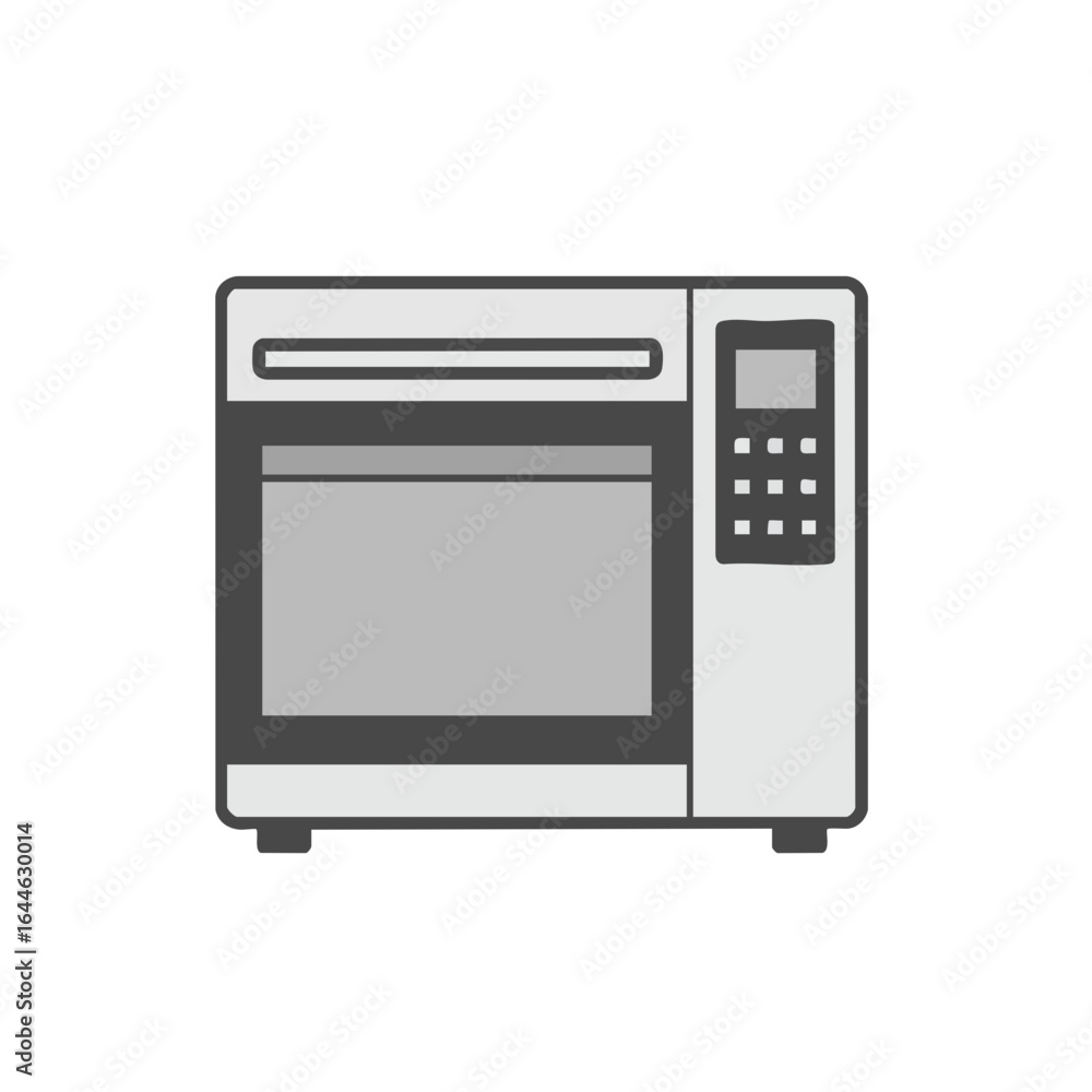 Obraz premium Simple Illustrated Microwave Oven with Digital Display and Buttons