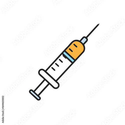 Colorful Medical Syringe with Liquid Ready for Injection, Healthcare Concept.