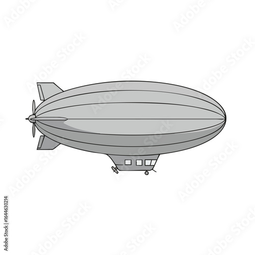Stylized Gray Airship with Visible Propellers and Cabin Windows Illustration