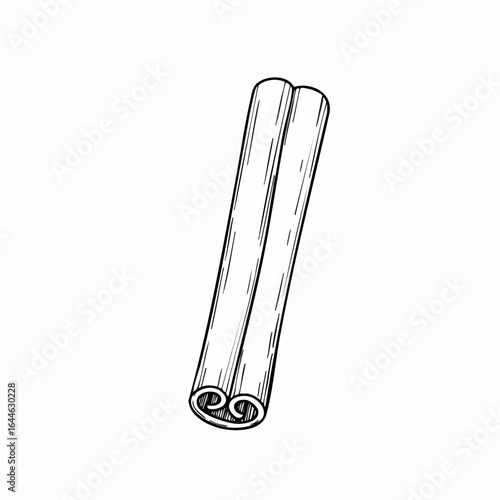 Hand-drawn cinnamon stick with visible rolled layers and detailed lines