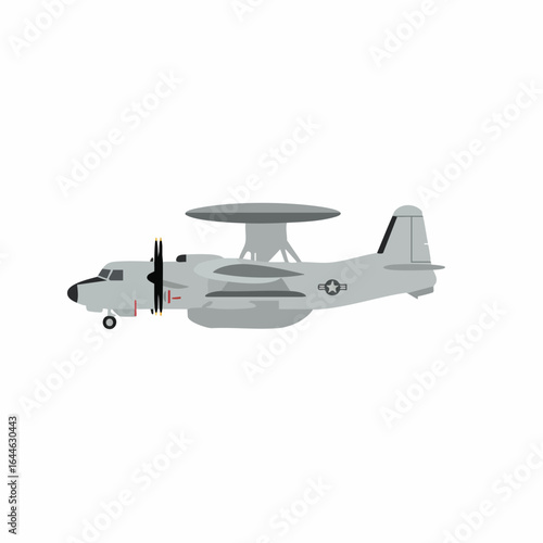Flat Vector Illustration of an E-2 Hawkeye Airborne Early Warning Aircraft