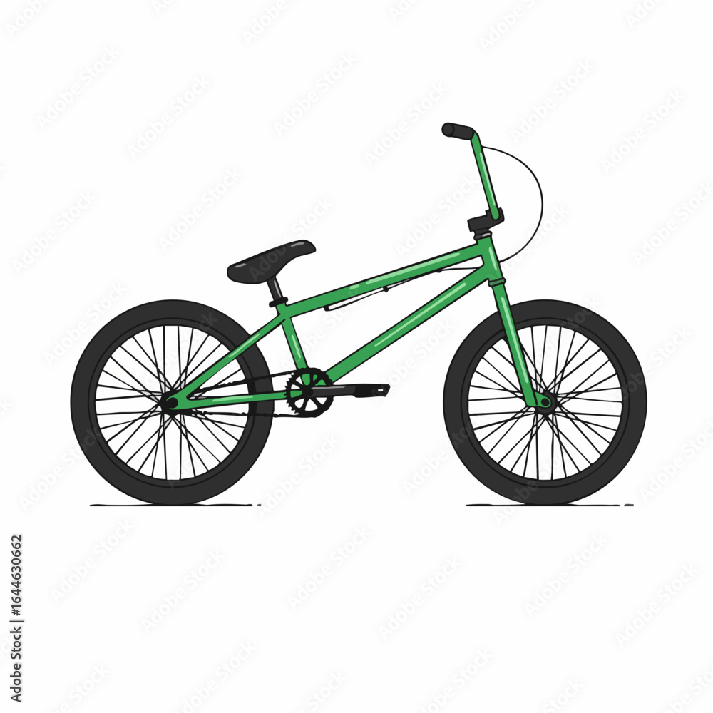 Obraz premium Simple Line Art Illustration of a Lime Green BMX Bike