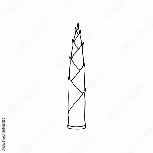 Minimalist Bamboo Shoot Illustration with Distinct Overlapping Sheaths and Pointed Tip