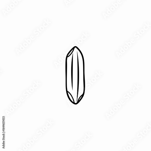 Single Grain of Rice, Black and White Line Art, Culinary Ingredient