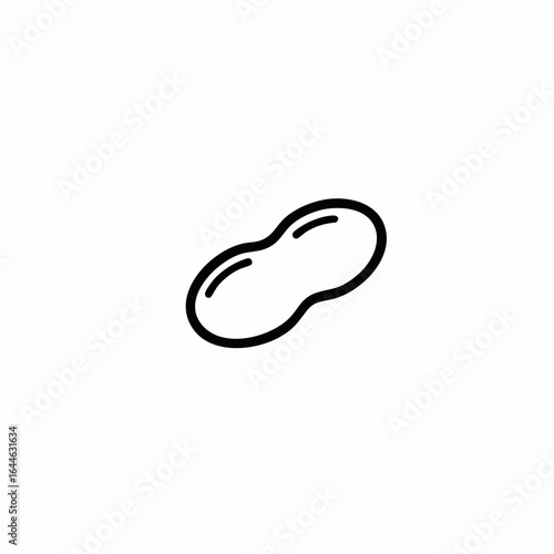 Simple Black Outline of a Peanut, Isolated on White Background.