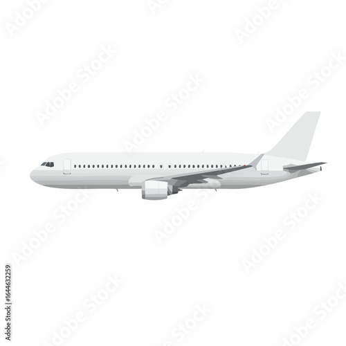 Sleek White Passenger Airplane Side Profile Illustration
