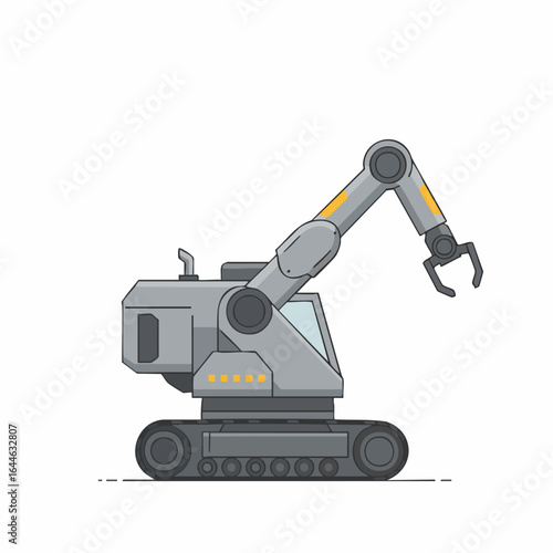 Futuristic Gray Robotic Arm Vehicle with Track System
