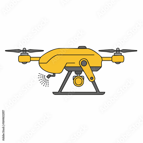 Yellow Agricultural Drone Spraying with Detailed Vector Illustration