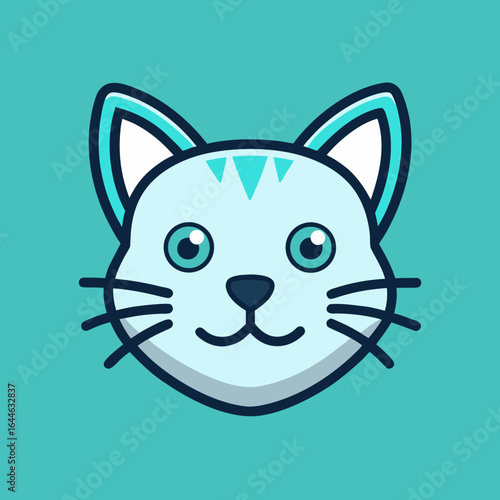 Adorable light blue cat face with big curious eyes and playful whiskers, perfect for pet lovers and cute designs