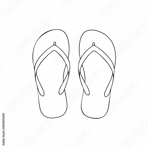 Simple Black Outline of Two Flip-Flops for Summer Relaxation.
