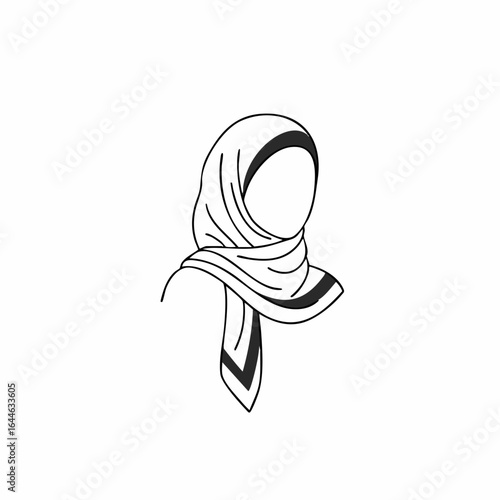 Simple Line Art Illustration of a Woman Wearing a Hijab