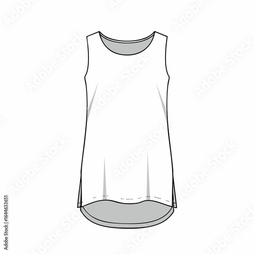 High-Low Hemline Sleeveless Top Fashion Flat Sketch