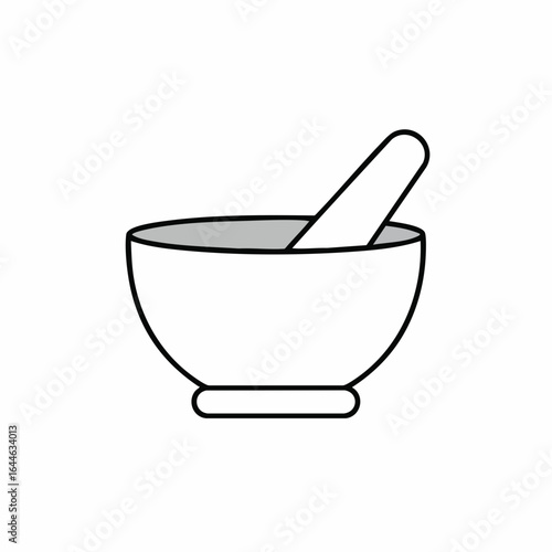 Simple Black and White Mortar and Pestle Illustration for Culinary or Medicinal Purposes