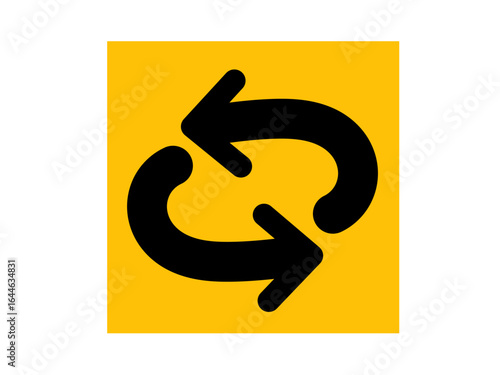 Vector icon of a circular back arrow with a yellow square background, representing a return or back navigation symbol in a clean, modern style.