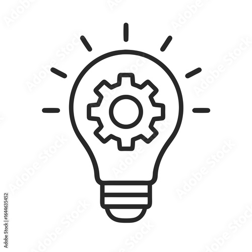 Innovative light bulb with gear inside glowing brightly representing creativity and technology