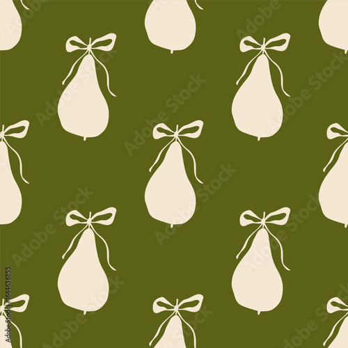 Hand drawn seamless pattern with pear fruit