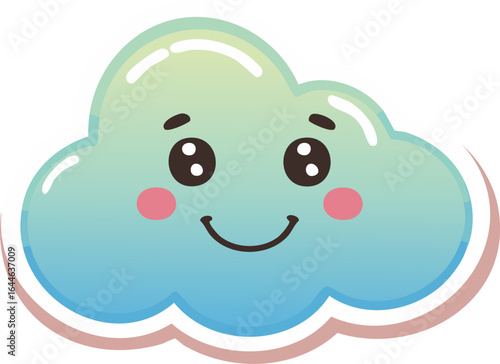 Cute cartoon cloud with a smiling face, weather illustration
