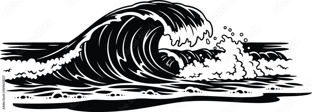 Fototapeta premium A single, powerful wave crests, embodying the raw energy and dynamic movement of the ocean, capturing the essence of nature's untamed beauty