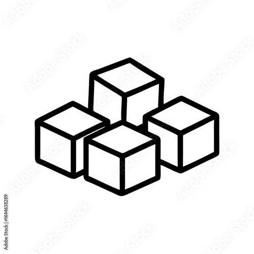 Minimalist illustration of four geometric cubes arranged in a playful composition, embodying simplicity and depth.