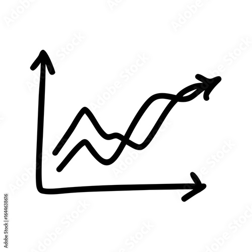 Graph illustrating fluctuating trends with upward and downward lines on a grid background depicting data analysis.