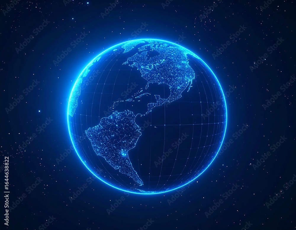 Fototapeta premium Digital globe of the Americas