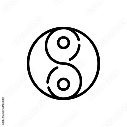Yin Yang symbol featuring black and white circular design representing harmony and balance.