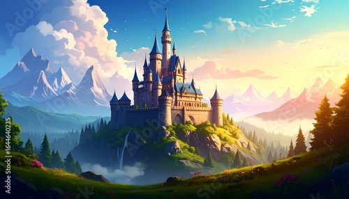 Wallpaper Mural Fairytale castle in mountains Torontodigital.ca