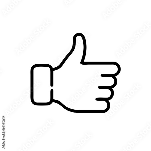 A simple line art illustration of a thumbs-up gesture, conveying positivity and agreement.