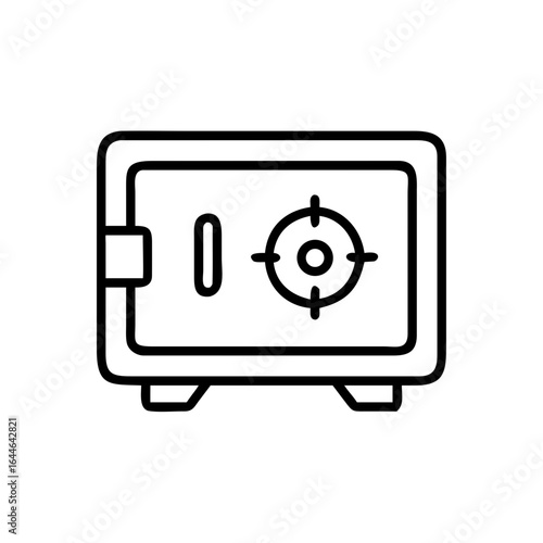 A detailed illustration of a safe with a combination lock, showcasing its secure features and design.