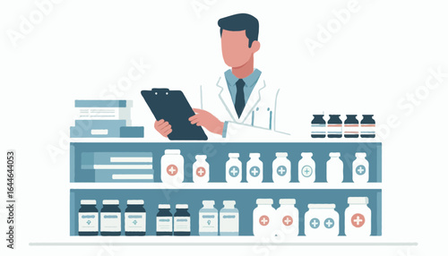 Flat Vector illustration of a pharmacist