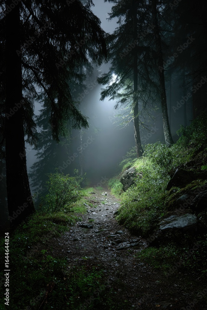 Obraz premium Path into a Misty Forest