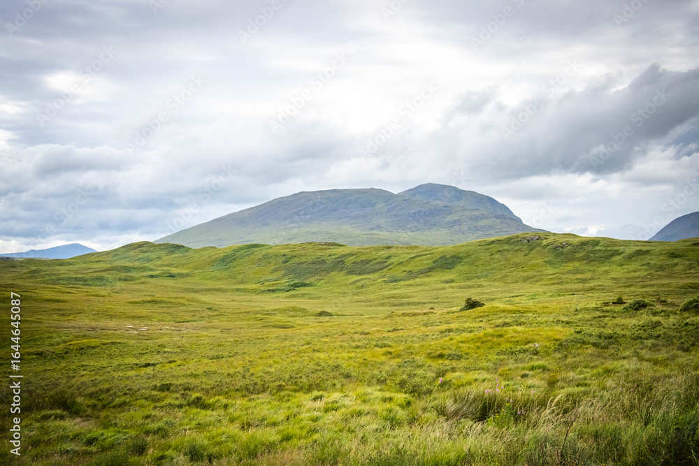 Fototapeta premium rannoch moor, glencoe, highlands, scottish highlands, bog, moor, scotland, uk, scenic, panorama,