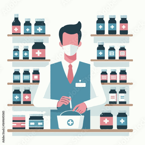 Flat Vector illustration of a pharmacist