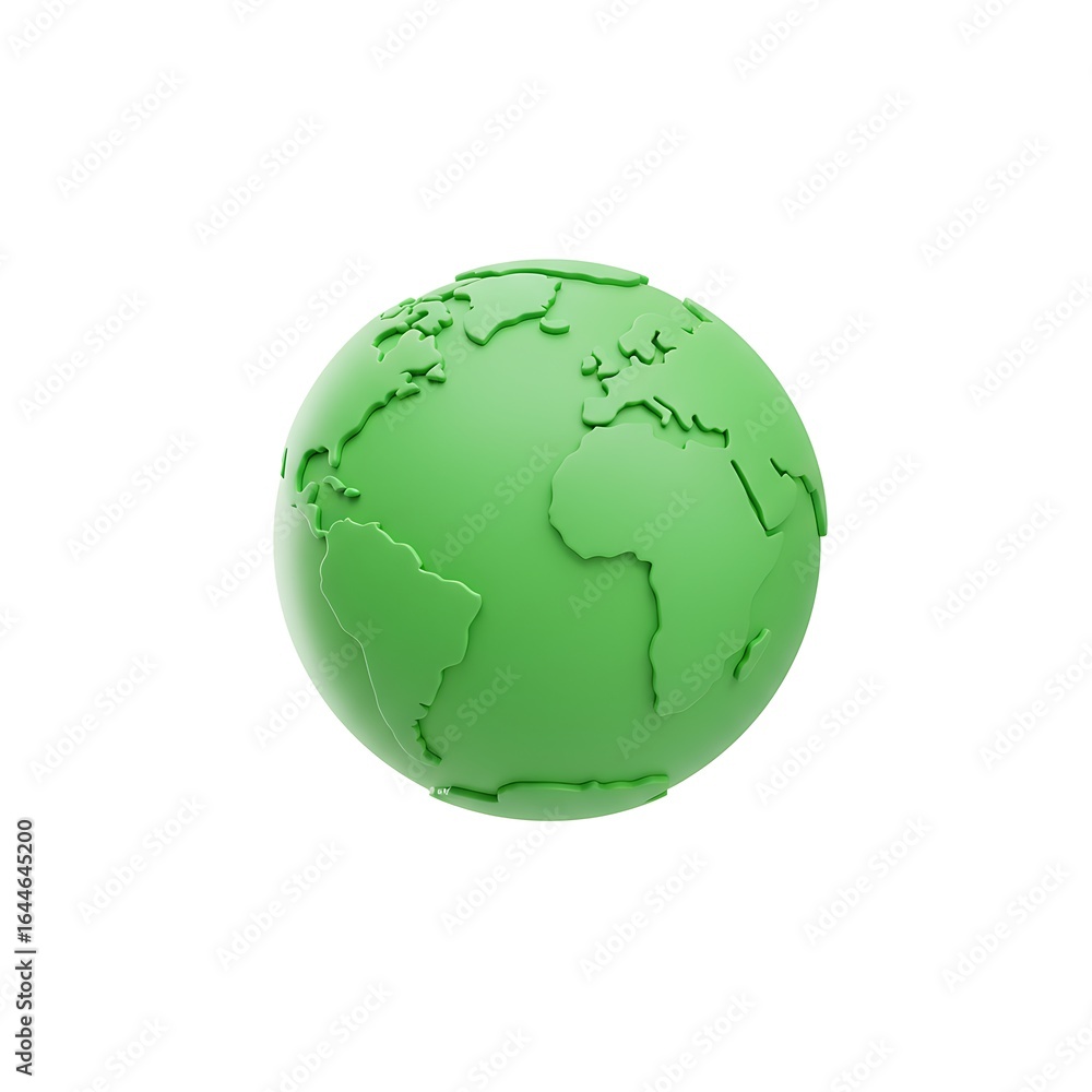 Green earth sphere 3D icon Green earth sphere 3D icon