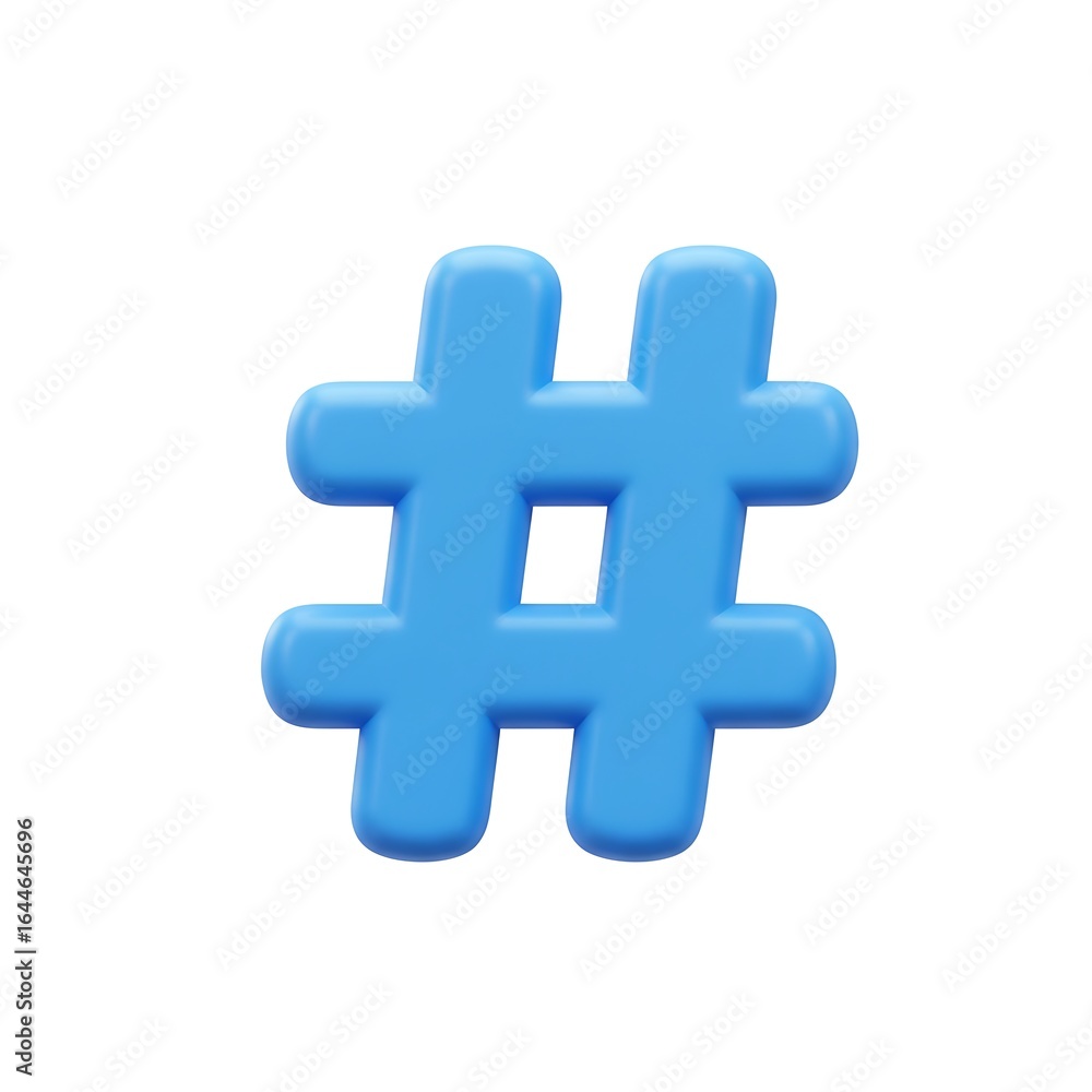 Obraz premium Blue hashtag symbol 3D design