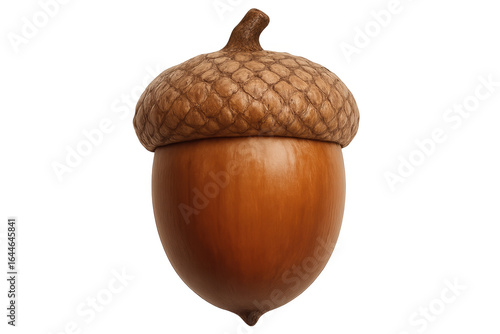 Ripe acorn with cap on transparent background representing autumn and nature