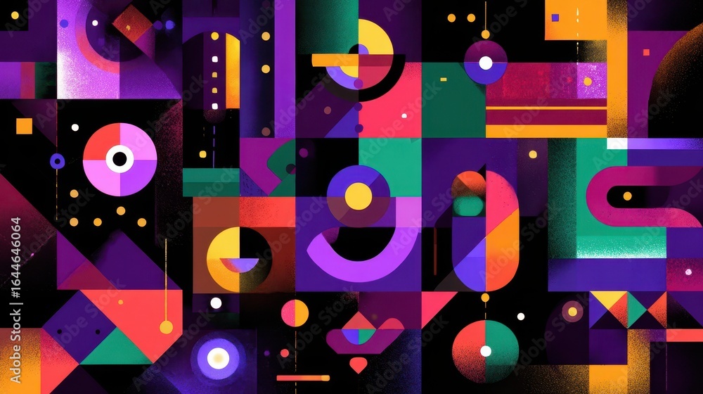 Obraz premium Vibrant geometric shapes and colors create a dynamic visual composition.