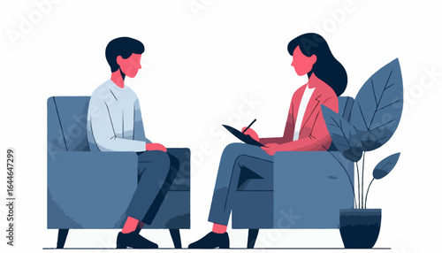 Flat vector illustration of a psychologist