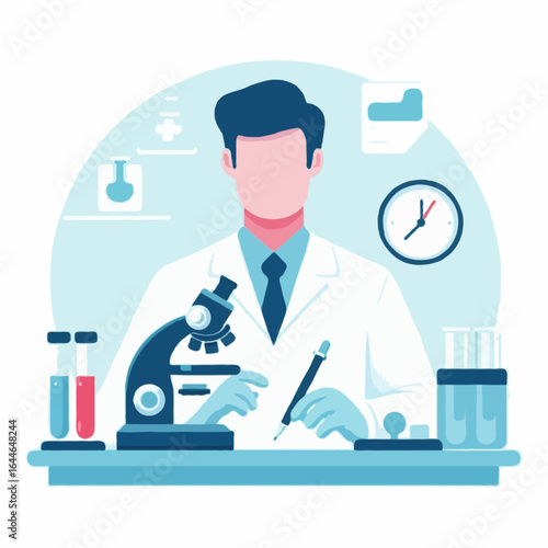 Flat vector illustration of a medical laboratory technician