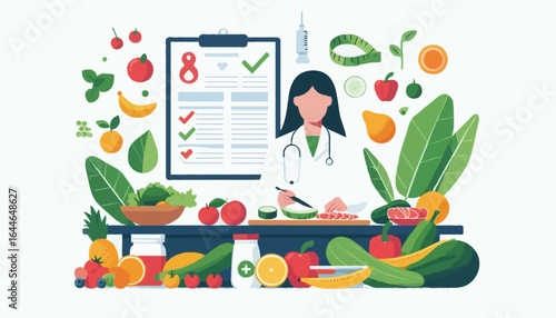 Flat vector illustration of a nutritionist