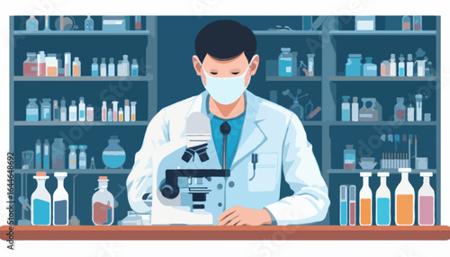 Flat vector illustration of a medical laboratory technician