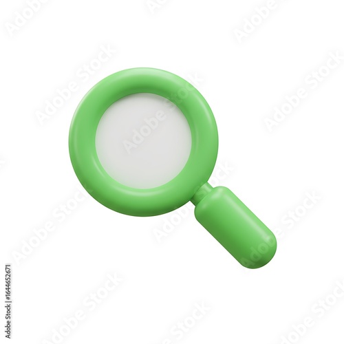 Green magnifying glass search icon 3D illustration