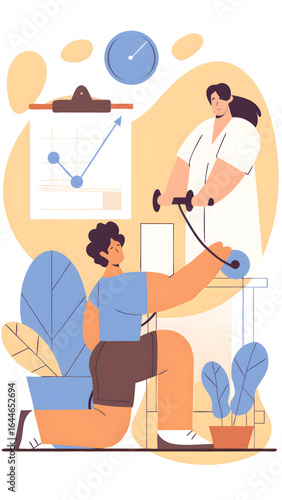 Physical Therapist Helping Patient Exercise Vector Graphic