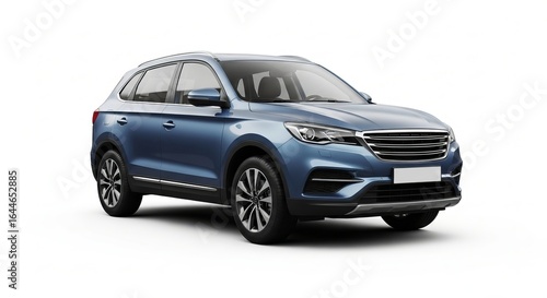Blue crossover car isolated on white background with a modern design