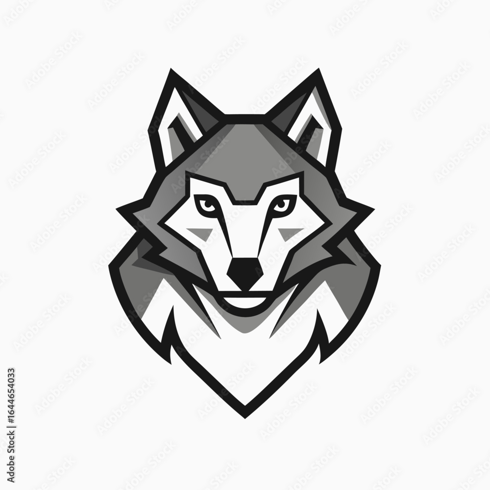 Fototapeta premium Stylized Wolf Head Logo on White Background animal