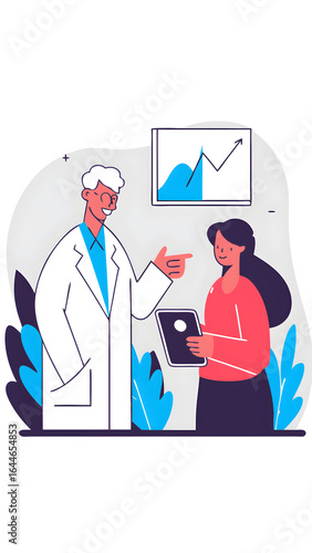 Doctor Discussing Positive Test Results with Patient Vector Graphic
