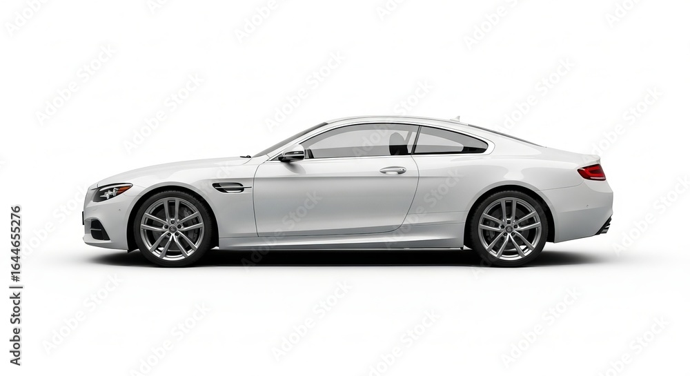 Obraz premium White sport coupe car isolated on white background in a studio shot