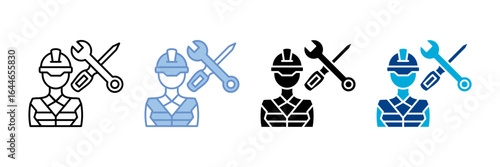 Worker Icon Set Multiple Style Collection