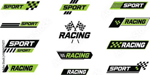 Dynamic racing sport logos for automotive brands and events
